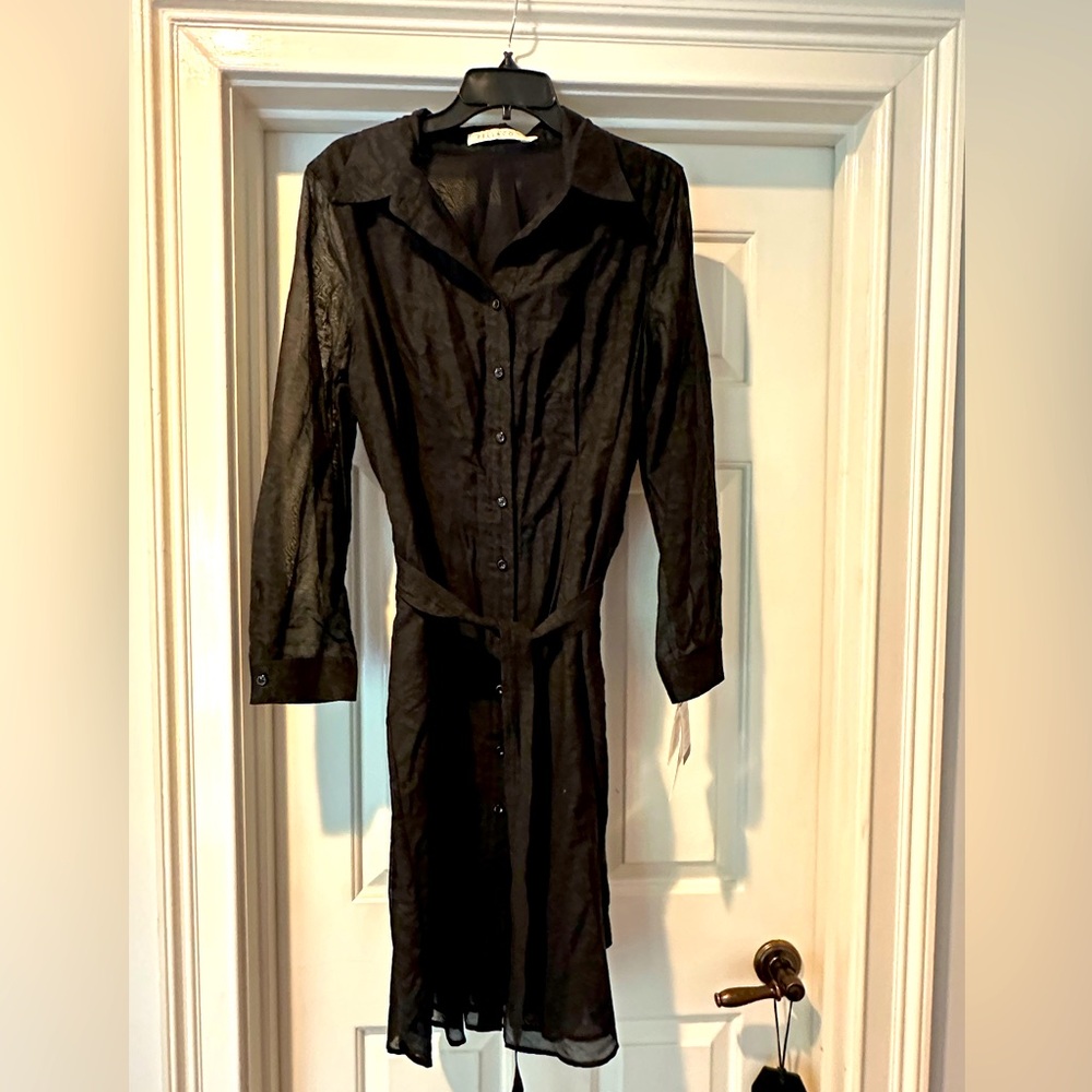 Pell & Co Black Shirt Dress with Belt Size 16 NWT